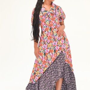 Vibrant Floral High Low Dress